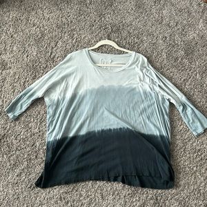Johnny Was light blue and navy tied dye top in size XS